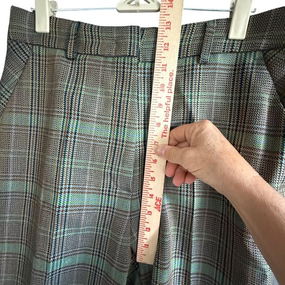 Beatrice B Plaid Flat Front Wide Leg Pants Women's Multicolor Office Business - Picture 11 of 13